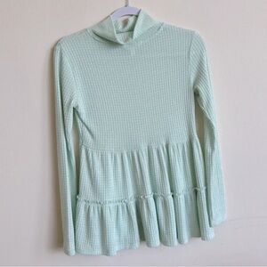 Lauren Conrad mint ruffle waffle peplum blouse